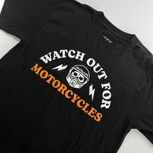 Rusty Butcher Mens M Black Orange Motorcycle‎ Bike Riding T-Shirt 614